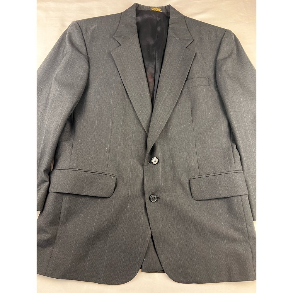 Towncraft Pinstripe Blazer Sport Coat 2 Button‎ Wool Blend Gray Mens 40S Short